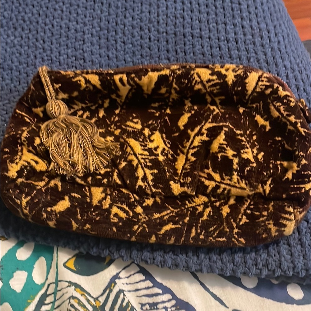 Brown and Yellow Patterned Clutch